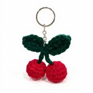 Crochet Cherry Keychain